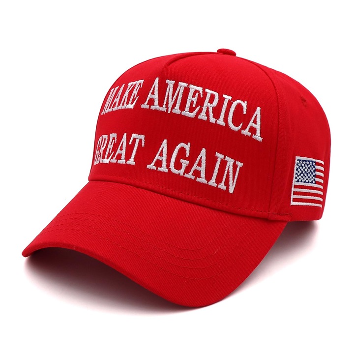 Sapcă de baseball NDLBS Trump Maga Hat, roșie, mărime universală, cu steagul SUA