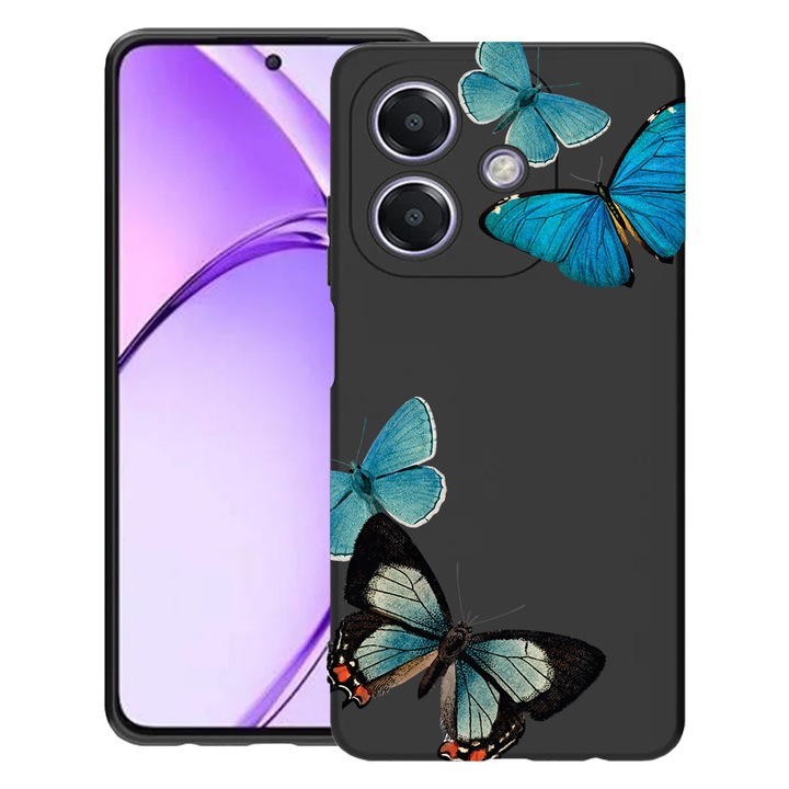 BestCase® Husa pentru OPPO A60 5G / A40 / A40M, Beautiful Blue Butterflies, Slim Silicon 0.8MM, Antisoc, Protectie camera si ecran, 1994500 B 991
