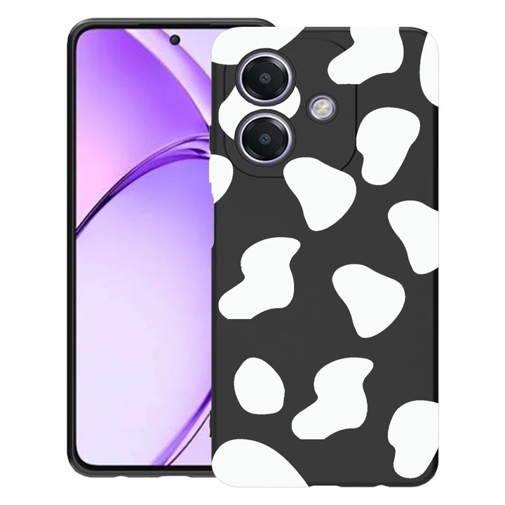 BestCase 0.8mm Slim Szilikon telefontok, kompatibilis modell OPPO A60 5G / A40 / A40M, Black Cow, Kamera védő, Fekete, 1994500 B 784