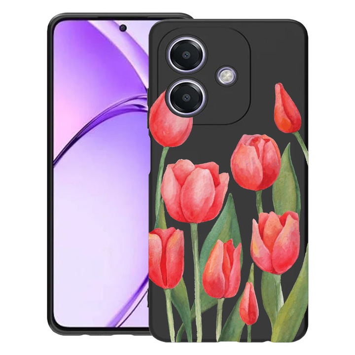 BestCase® Husa pentru OPPO A60 5G / A40 / A40M, Red Tulips, Slim Silicon 0.8MM, Antisoc, Protectie camera si ecran, 1994500 B 633