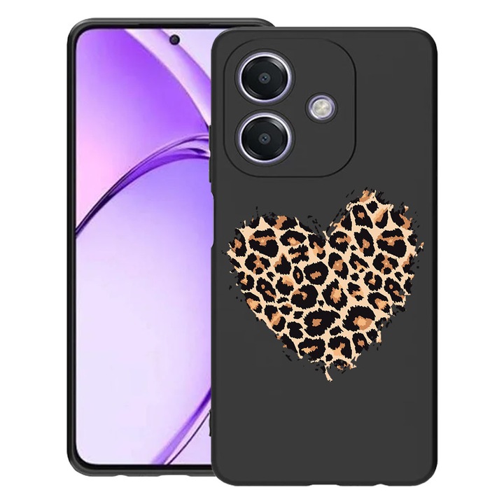 BestCase® Husa pentru OPPO A60 5G / A40 / A40M, Leopard Heart, Slim Silicon 0.8MM, Antisoc, Protectie camera si ecran, 1994500 B 761