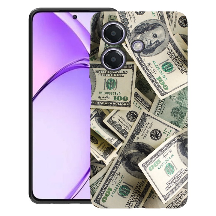 BestCase® Husa pentru OPPO A60 5G / A40 / A40M, Money Pattern, Slim Silicon 0.8MM, Antisoc, Protectie camera si ecran, 1994500 B 1444