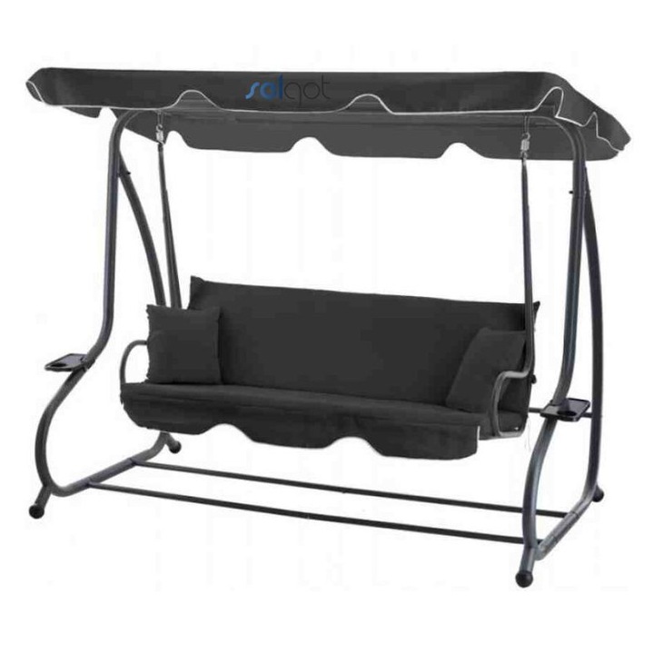 Balansoar De Gradina, Selgot, 3 Locuri, Spatar Rabatabil, Dimensiune 210 x 120 x 170 cm, Culoare ANTRACIT