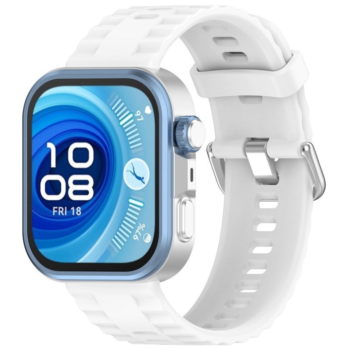 Szilikon szíj Huawei Watch Fit 3, 4, 4 Pro okosórához, fehér