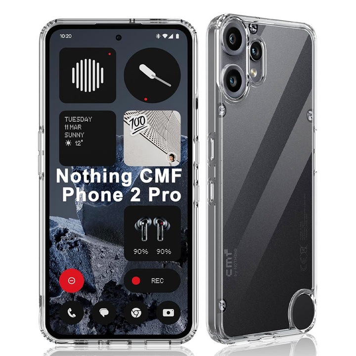 Висококачествен прозрачен TPU калъф, съвместим с Nothing CMF Phone 2 Pro, OPTIM SOLUTION, диамантен дизайн, лек TPU калъф тип „bumper“, абсорбиращ удари, уникална дълготрайна технология против пожълтяване, прозрачен