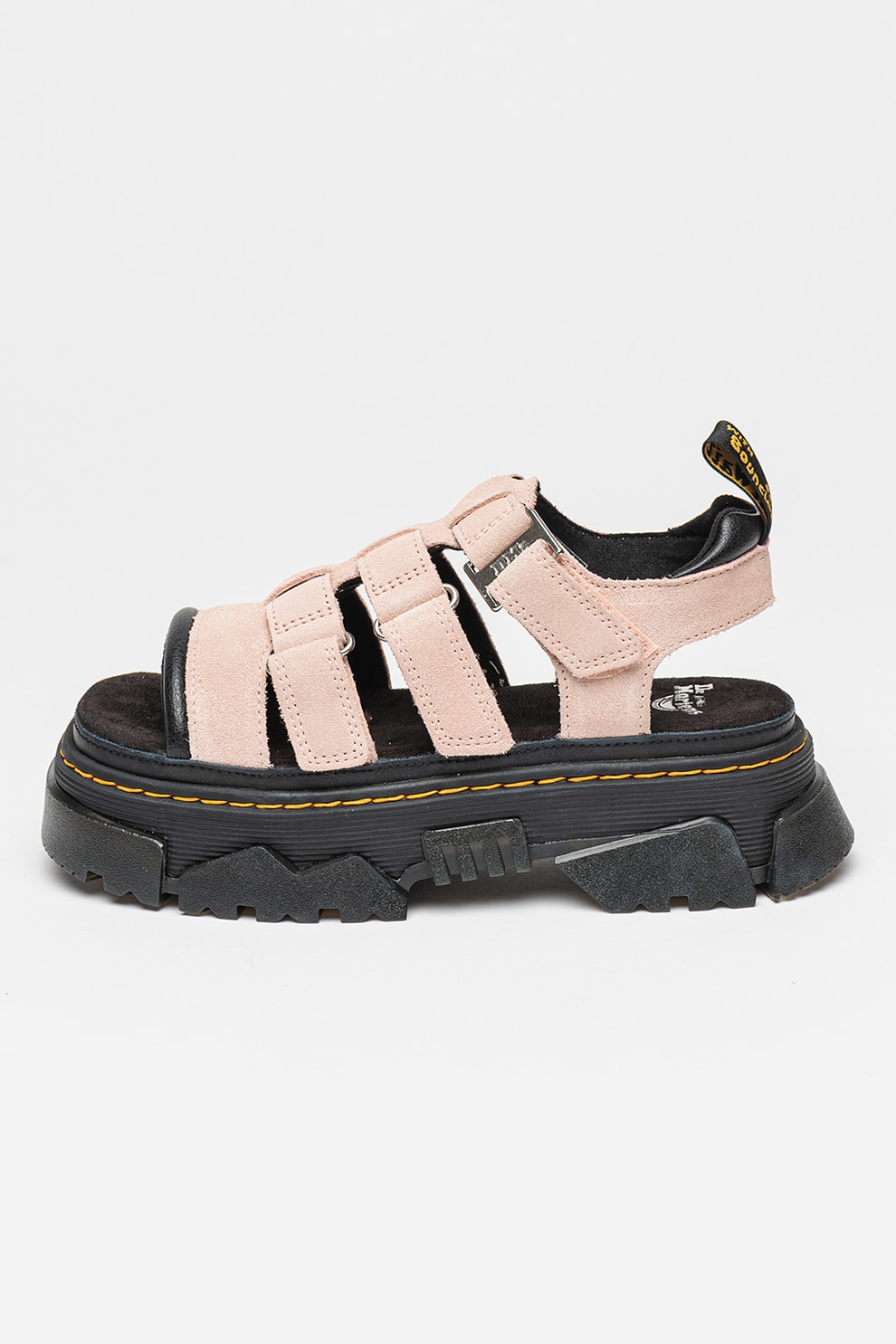 Dr. Martens, Sandale de piele cu aspect masiv Mattison 3, Roz pal, 6.5