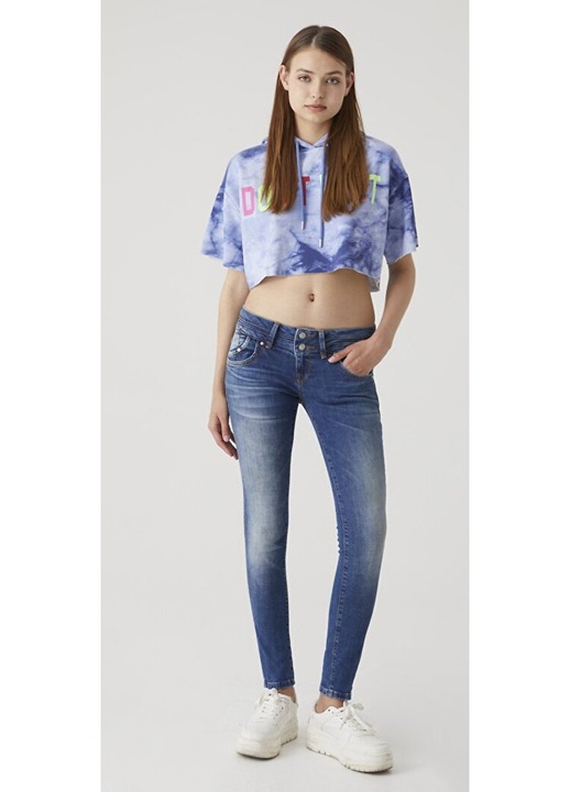 Pantaloni denim, LTB JEANS, Julita X, talie joasa, bumbac, elastan, albastru, Albastru