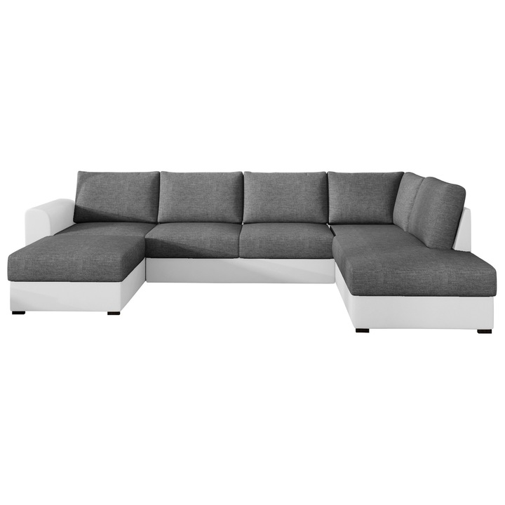 Coltar rabatabil Szafran Dreapta, MIRJAN 24, alb mat + gri, 188x305x85 cm