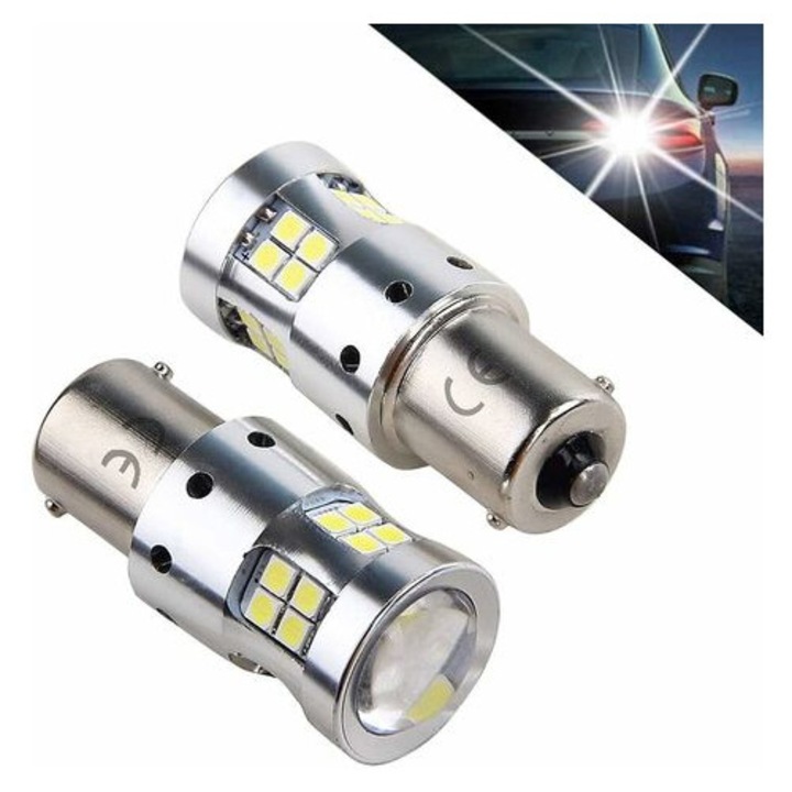 LED крушка 1156 Ba15s 8W 6000K бяла 12-30V комплект 2 бр
