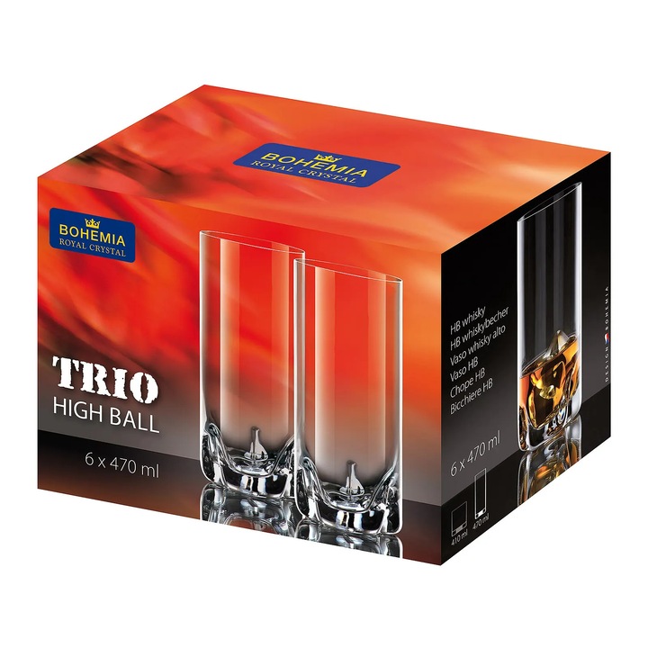 Set 6 pahare cristal Bohemia Barware 470ml
