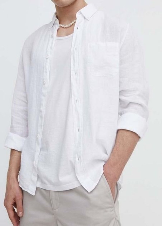 Férfi ing, Hugo, normál szabású, fehér, 100% lenvászon, 2XL INTL