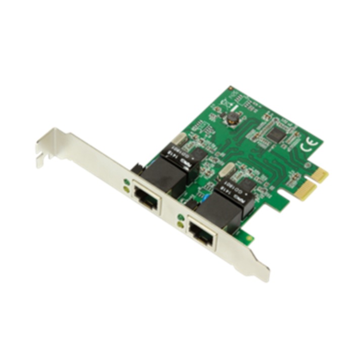 Placa de retea, Luka, PCI Express 2.0, 2 x Gigabit Lan, multicolor