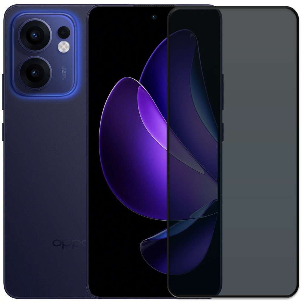 Folie din sticla securizata pentru Oppo Reno 13F / Reno13 FS, HAMSTERBOX Privacy Shield, Protectie completa ecran, Full face, Aplicare rapida, Case Friendly, Negru