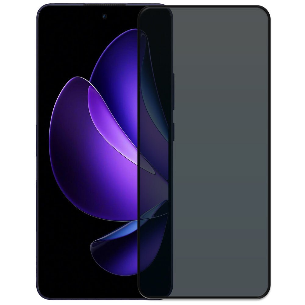 Folie din sticla securizata pentru Oppo Reno 13F / Reno13 FS, HAMSTERBOX Privacy Shield, Protectie completa ecran, Full face, Aplicare rapida, Case Friendly, Negru