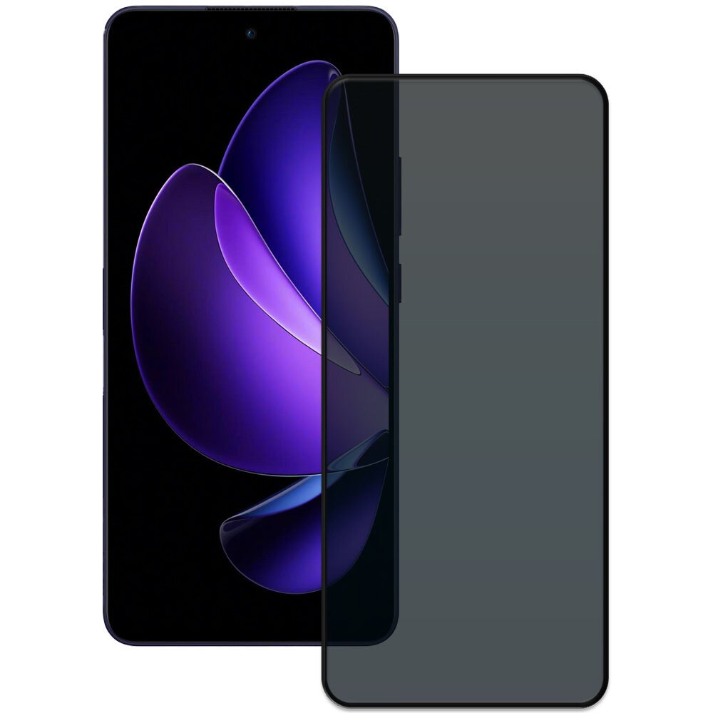 Folie din sticla securizata pentru Oppo Reno 13F / Reno13 FS, HAMSTERBOX Privacy Shield, Protectie completa ecran, Full face, Aplicare rapida, Case Friendly, Negru