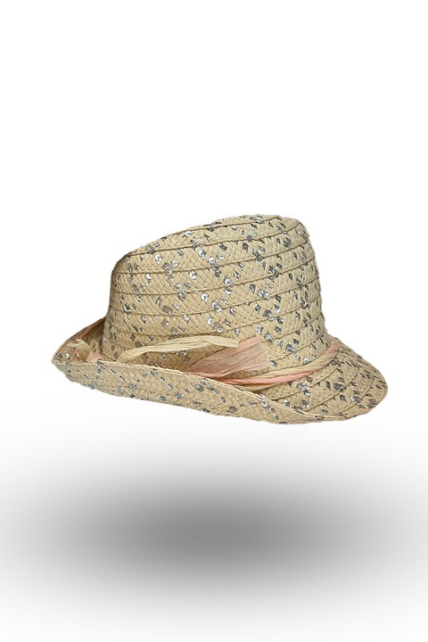 Szalmakalap rózsaszín masnival és strasszokkal