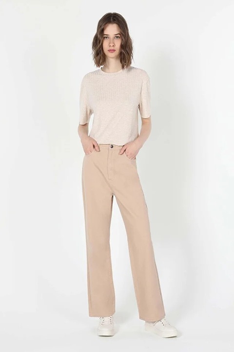 Pantaloni De Dama Ecru Regular Fit CL1060734, Ecru