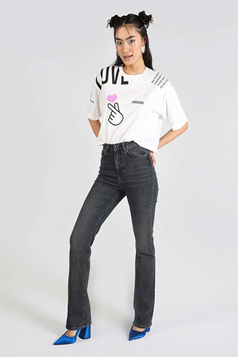 Pantaloni De Dama Negru Flare, Negru