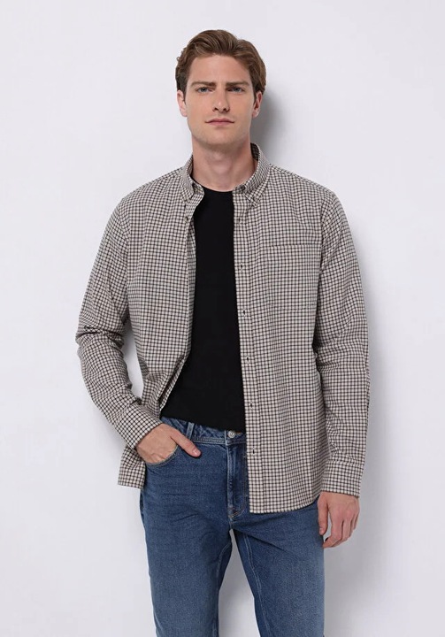 Camasa Cu Maneca Lunga De Barbati Maro Regular Fit 8683197782939