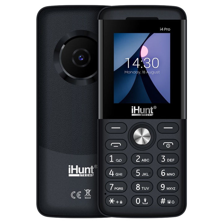 Мобилен телефон iHunt i4 PRO, Две SIM карти, 2G, Камера, FM радио, Фенерче, 3-в-1 високоговорител, USB-C, Черен