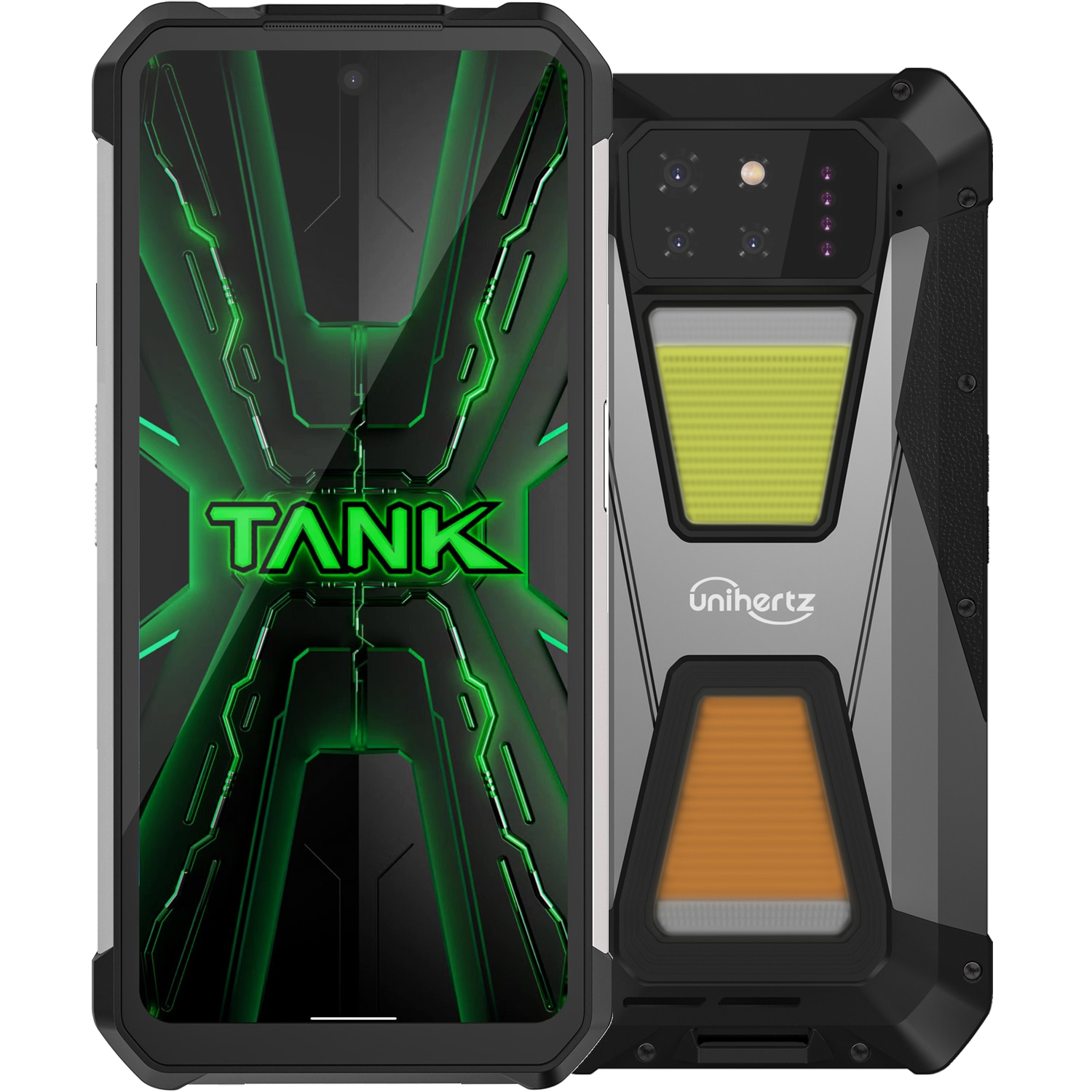 Telefon mobil Unihertz Tank 3s, Dual SIM, 5G, 6.79' 120Hz Full HD+, MTK Dimensity 8200, 24GB RAM (12GB + 12GB EXT), 256GB, Video Proiector Laser DLP, NFC, IP68, Android 14