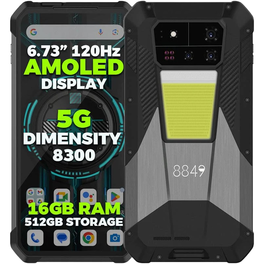 Telefon mobil Unihertz Shark 3, Dual SIM, 5G, 3K 120Hz 6.73' AMOLED, MTK Dimensity 8300, 32GB RAM (16GB + 16GB EXT), 512GB, 120W, NFC, IP68, Android 14