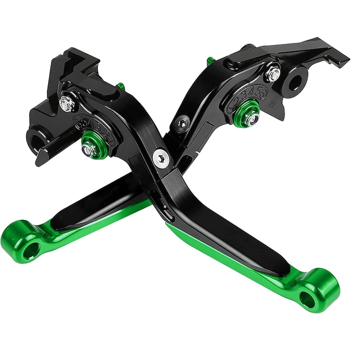 Állítható és összecsukható fék- és kuplungkarok – Kawasaki Vulcan S (2015–2020) modellekkel kompatibilis – CNC alumínium, fekete-zöld színű