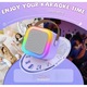 Set mini Karaoke cu Boxa Bluetooth si cu 2 Microfoane Wireless, Multi-Functionala, Efecte Magice de Schimbare Voce, Iluminare LED dinamica si Baterie de Lunga Durata, Perfecta pentru Copii si Adulti