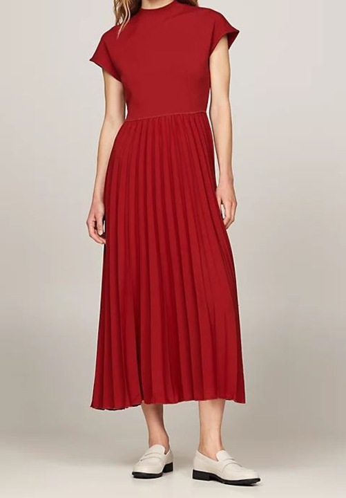 Tommy Hilfiger midi ruha, piros, viszkóz és poliészter, L INTL