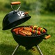 Gratar portabil pentru picnic, Solid cu picioare demontabile, metalic, 35cm, negru