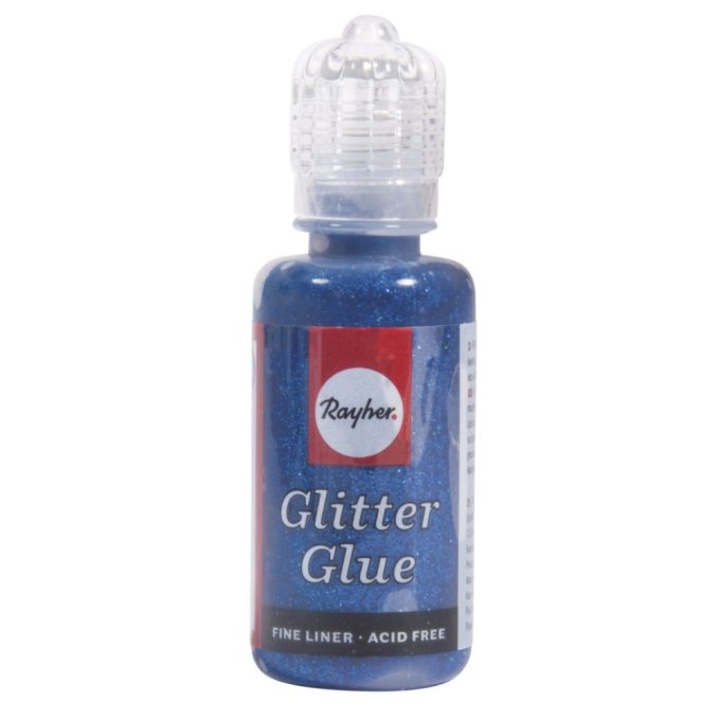 Lipici cu sclipici Rayher, flacon 20 ml, albastru safir