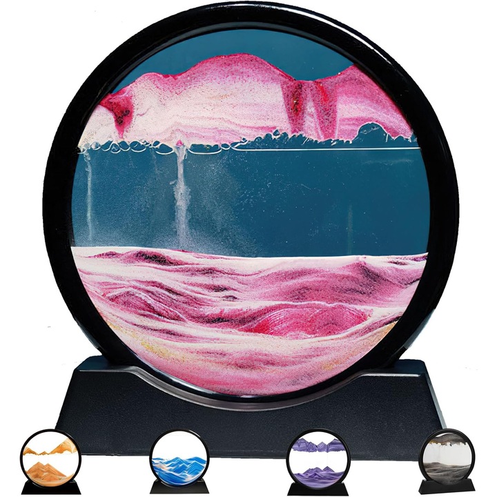 360°-ban forgó asztali lámpa rózsaszín homokkal 3D 12”