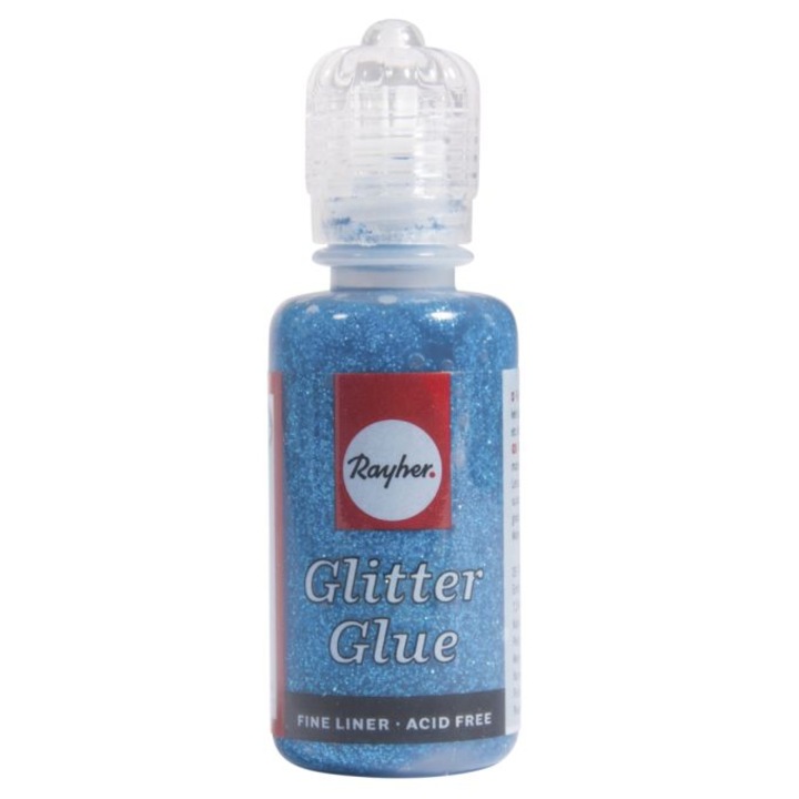 Lipici cu sclipici Rayher, flacon 20 ml, albastru azur
