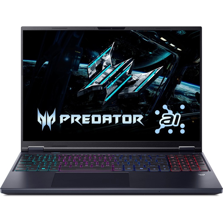 Лаптоп Acer Predator Helios Neo 16 AI PHN16-73-9707 с Intel Core Ultra 9 275HX (2.7/5.4GHz, 36M), 16 GB, 1TB M.2 NVMe SSD, NVIDIA RTX 5070 Ti 12GB GDDR7 DLSS 4, Windows 11 Home, Черен