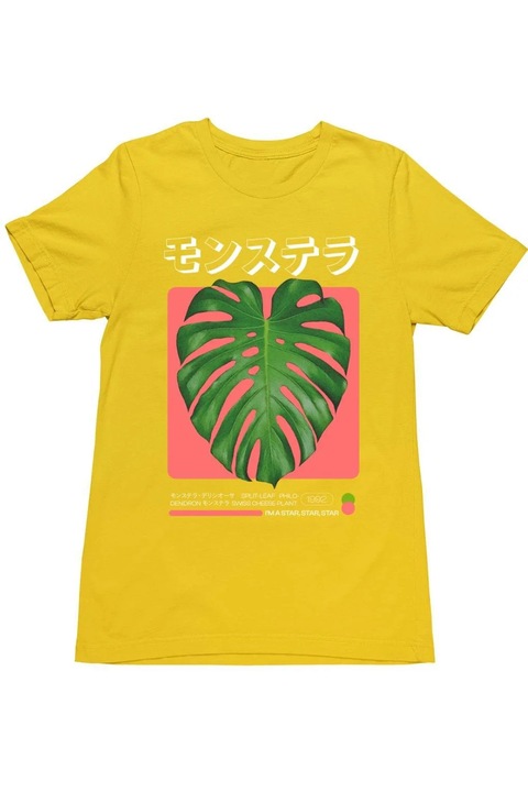 Japan monstera férfi póló, Sárga