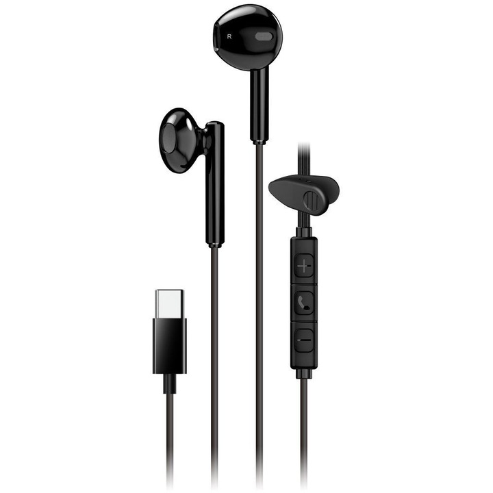 Casti cu fir Genius HS-M366, microfon, USB-C, 1.2m, negru