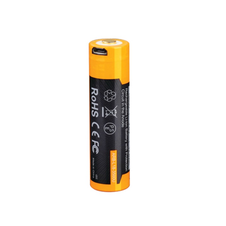 Acumulator Li-ion cu Micro - USB, Fenix - tip 18650 - 3500mAh
