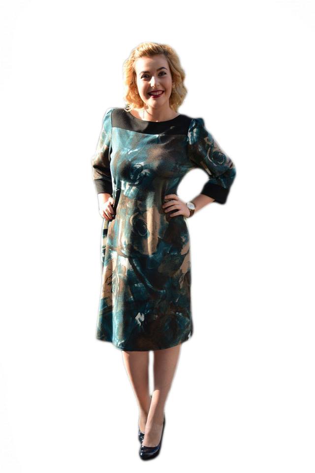 Rochie de zi,cu imprimeu,D&J Exclusive, Turcoaz