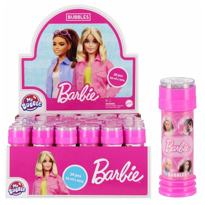 36 darabos Barbie szappanbuborék-készítő játék szett 55ml, Starpak, 11cm, 3+ éves kortól