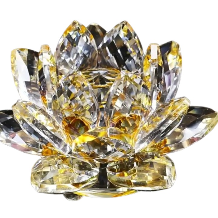 VeliumCract Kristálylótusz, 6x5 cm, ólomüveg fénnyel terjedő, relaxációs, sárga