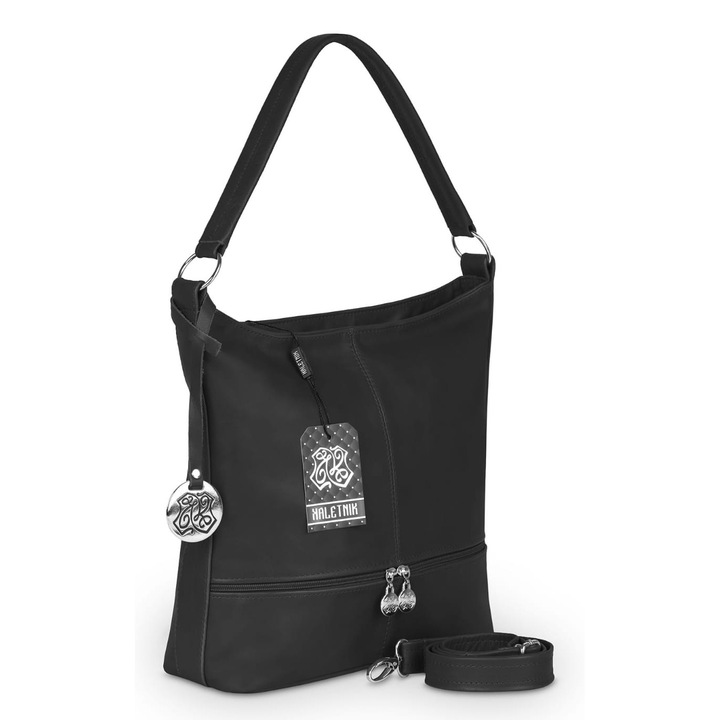 Geanta dama Kaletnik Jawa piele naturala negru 30x25x10cm