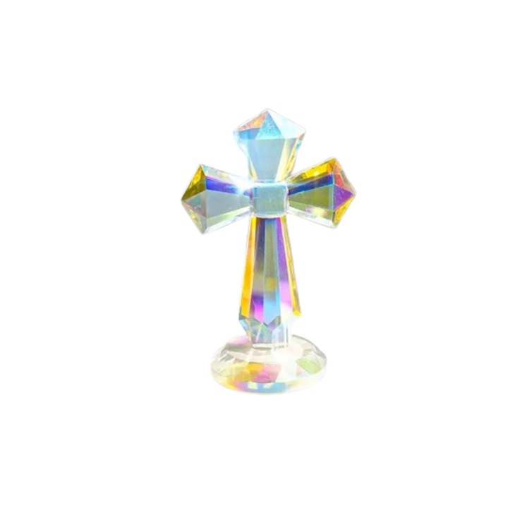 Cruce de cristal, Veliumcraft, 8 cm, multicolor
