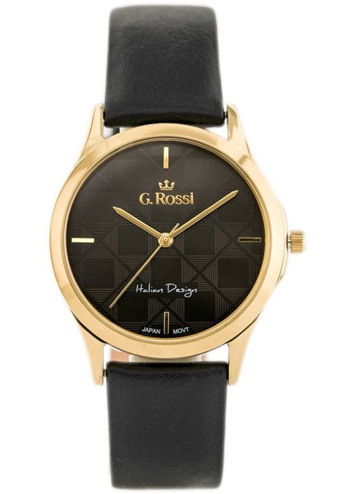 Ceas dama G Rossi 10513A-1A2 elegant, negru, auriu, 38x7.5mm