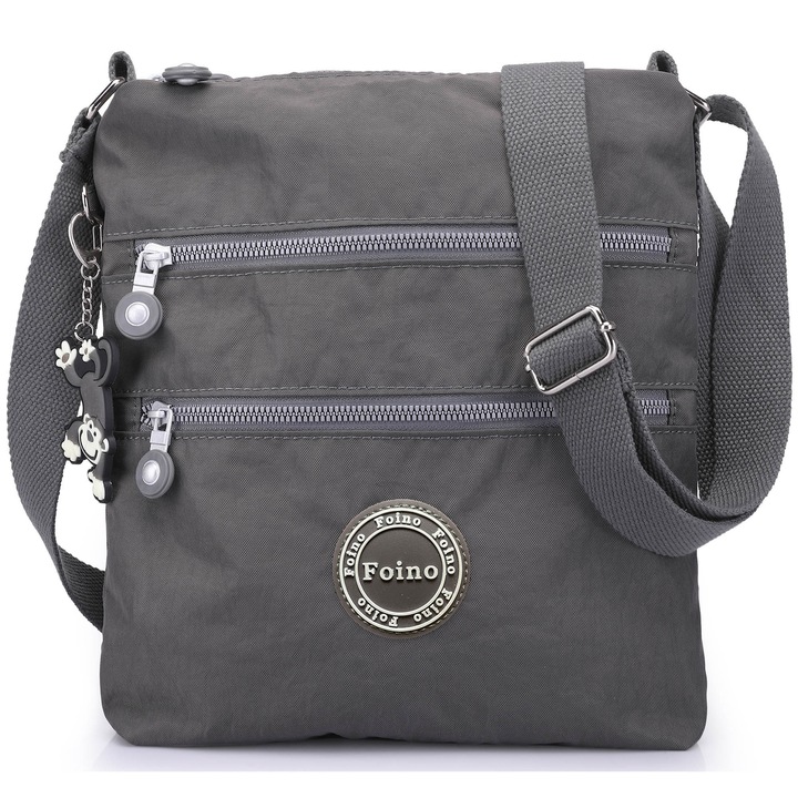 Geanta de Umar Dama, Foino, Crossbody, 6 Buzunare cu Fermoar, Compartimente Multiple, pentru Voiaj