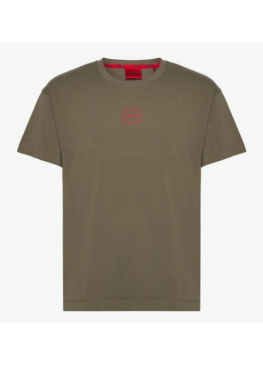 Tricou HUGO, croiala regulata, kaki, 100% bumbac