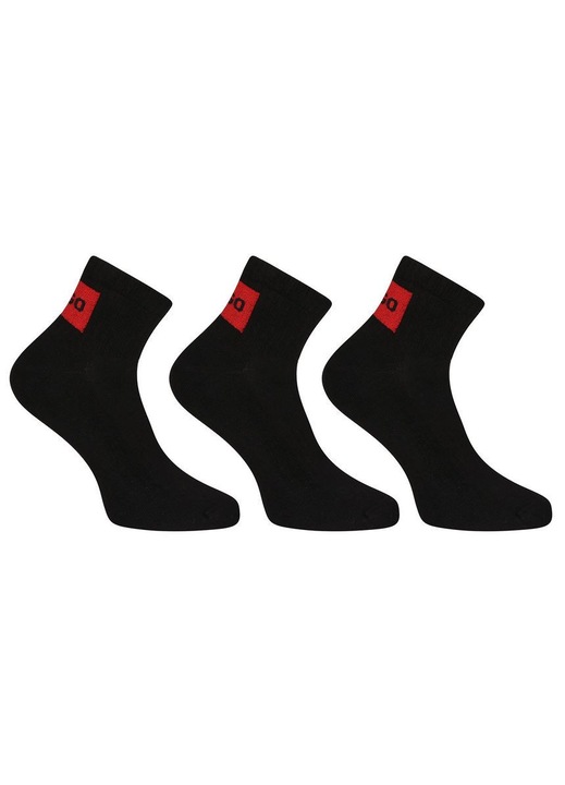 Мъжки чорапи, HUGO, високи, черни, памучни, 3 чифта, Черен, 43-46