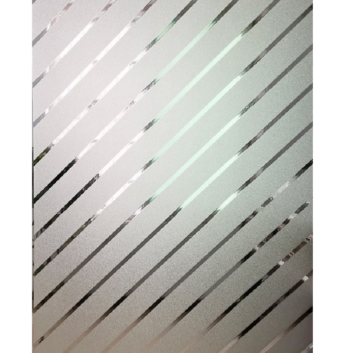 Folie Autoadeziva Electrostatica pentru Geamuri si Ferestre, Model Dungi Oblice, Protectie Intimitate si Decorativa, Dimensiuni 60 x 200 cm