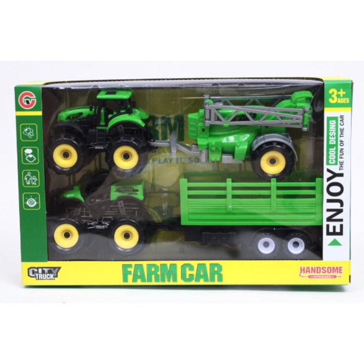 Трактор и ATV с ремарке, 9872-20, играчка строителна техника, многоцветна