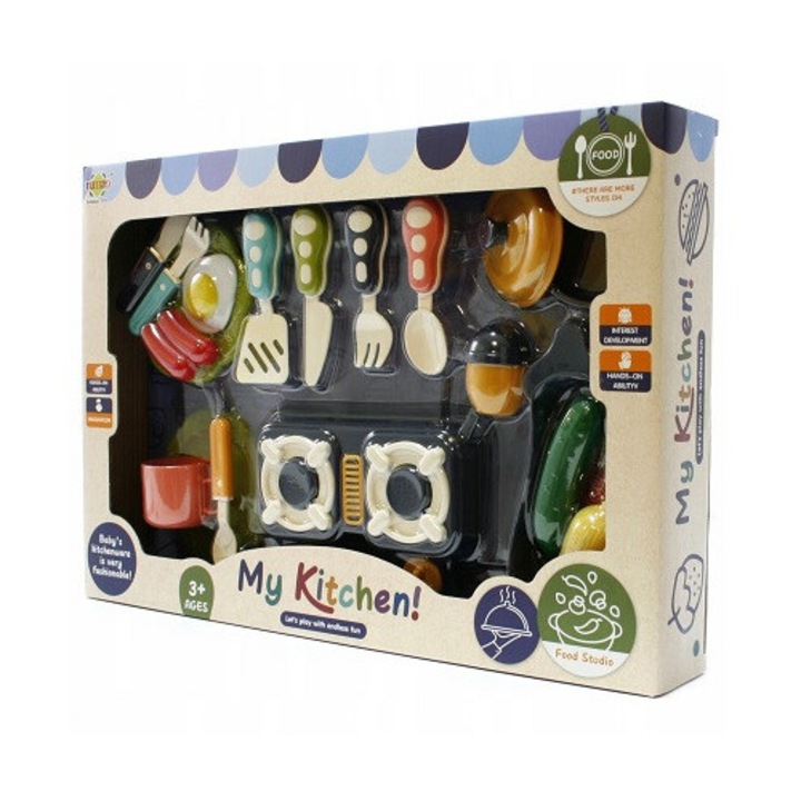 Gyerek konyhai kiegészítő készlet, Midex, műanyag, többszínű, 3 éves kortól