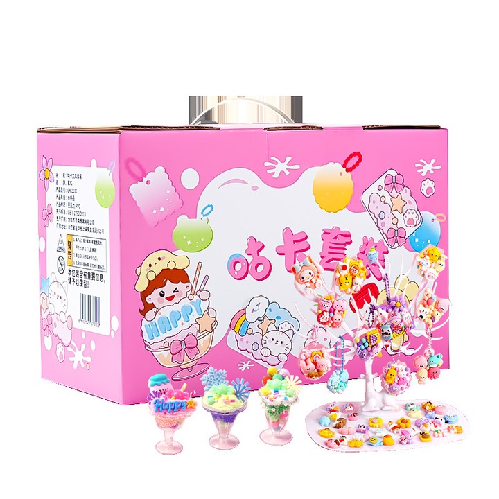 Set Guka DIY cu autocolante Forthcan, lipici cremos si cutie de depozitare dubla, cadou dragut pentru fete si pasionati de handmade